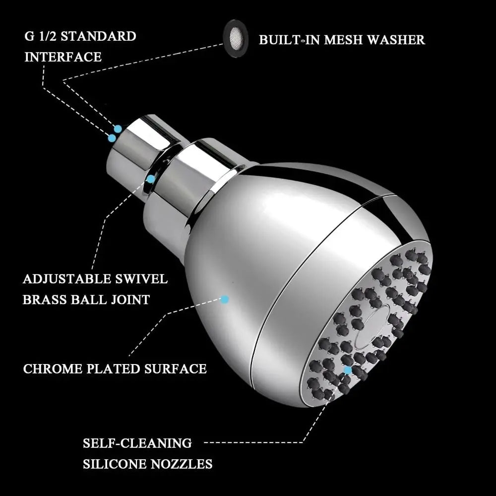 Silicone Nozzles Shower Heads Matte Black Powerful Water Flow Spray Shower Rustproof 360 Rotation Rain Shower Head Bathroom Use