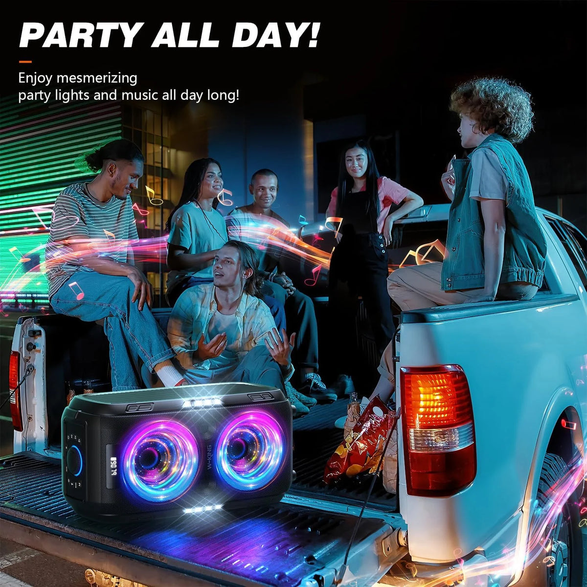 W-KING T9 PRO 250W Peak Bluetooth Party Speaker 125dB Loud 2×6.5" Subwoofer Bluetooth 5.3 TWS Portable Bass Speaker
