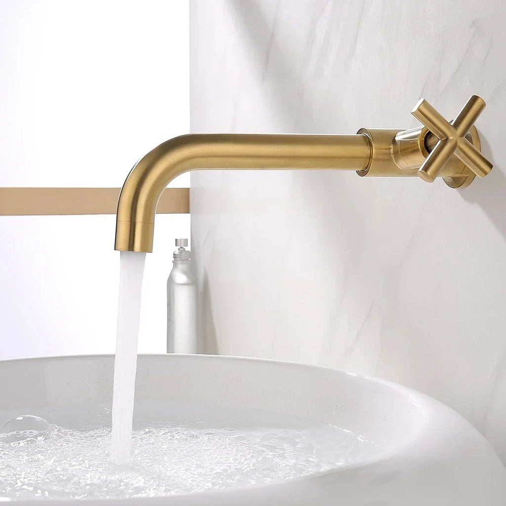 Bathroom Wall Mounted Long Mop Pool Faucet Single Cold Brass Basin Faucet Balcony Wash Basin Tap Black Brushed Gold Water Taps
