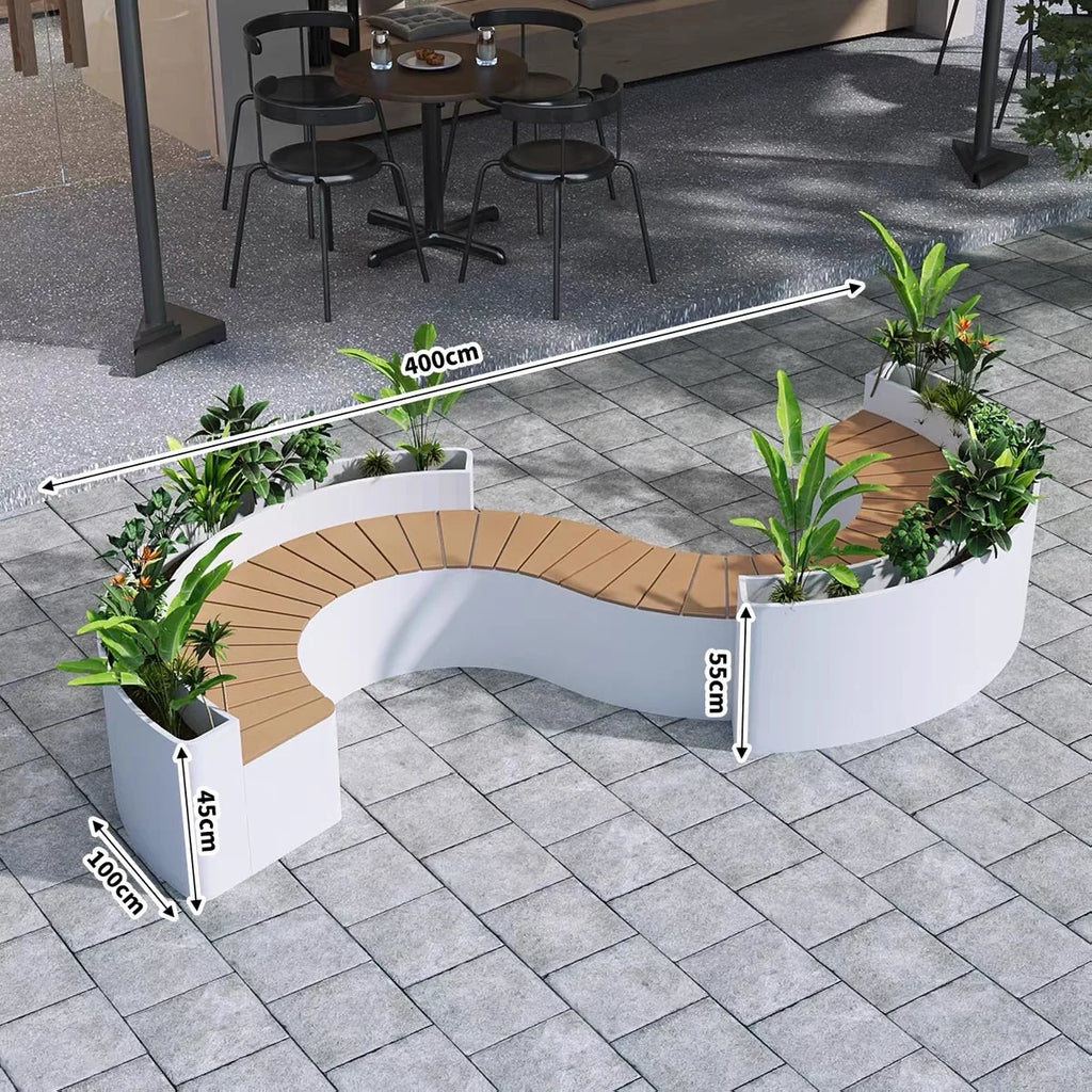 Outdoor Backrest Coffee Bar Stool Commercial Street Flower Box Seat Combination for Milk Tea Shop Leisure Sitting