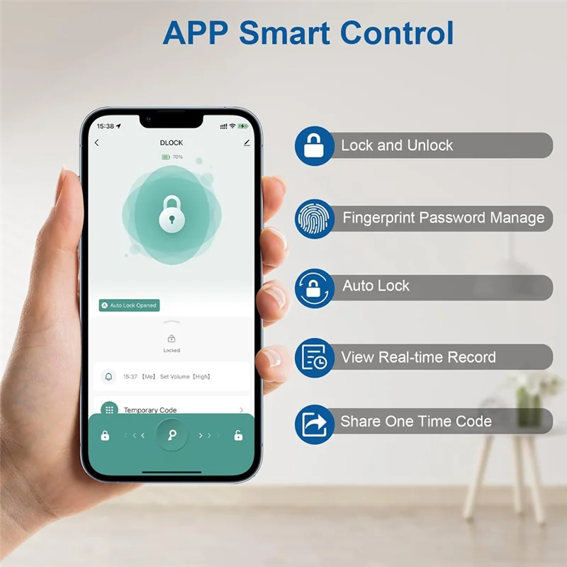-MEOF Fingerprint Door Lock With APP Control/Fingerprint/Password/Key, Smart Deadbolt Lock With Automatic Lock