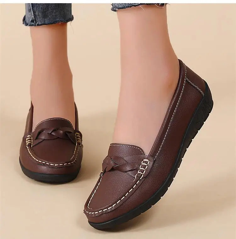 Genuine Leather Fashion Women Flats Outdoor Ballet Flats Moccasins Women's Shoes Retro Women Shoe Oxford Plus Size Zapatos Mujer