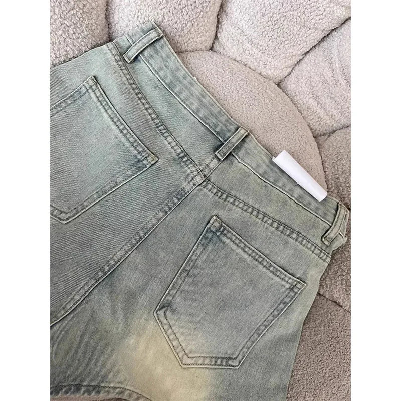 Retro denim skirt women's summer new high-waisted hip-wrapped a-word short skirt pants