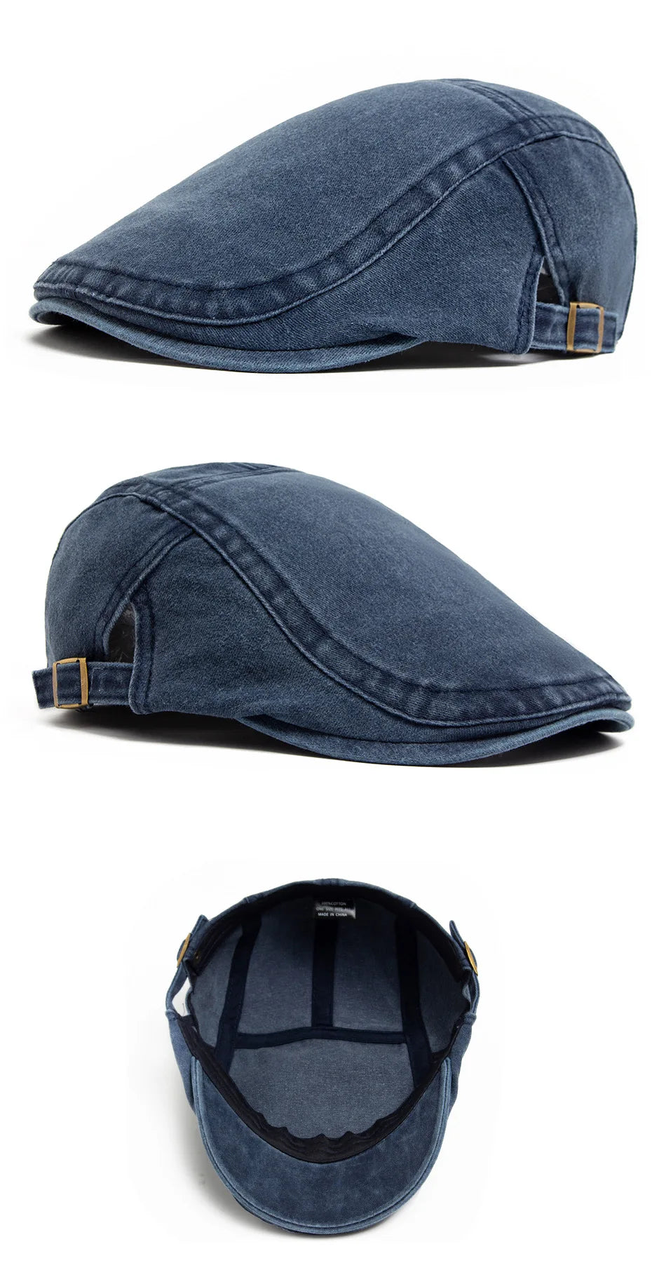 Spring Summer Watered Denim American Casual Retro Beret  Washed Old Street Forward Hat British Painter Newsboy Cap Visor