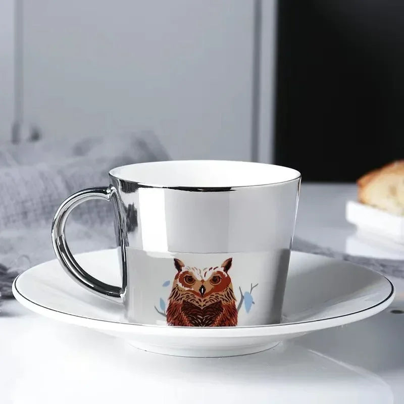 New Dynamic Mirror Reflection Cup Mug 250~300ml Home Drinkware Creative Ceramic Anamorphic Cup Coffee Tea Set Interesting Gift