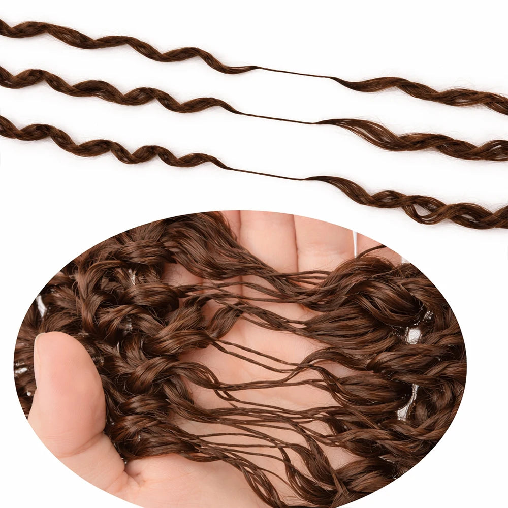 12A Small Spirals Curly Crochet Human Hair Knotless Pre-Separated #4 Brown Feather Crochet Braid Extensions Lightweight Reusable