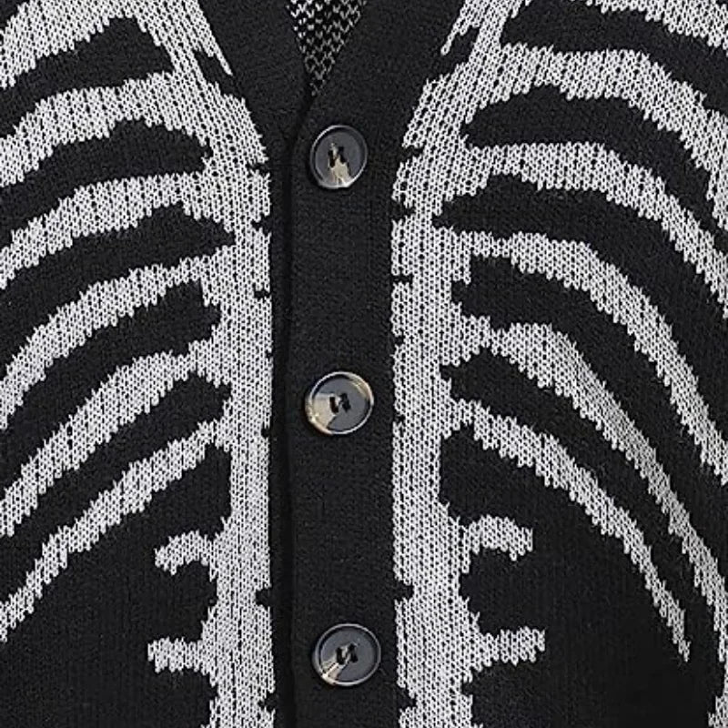 Unisex Knitted Jacquard Pattern Sweaters Spring Autumn Casual Loose Cardigan for Men Women Plus Size Halloween Y2K Cardigans