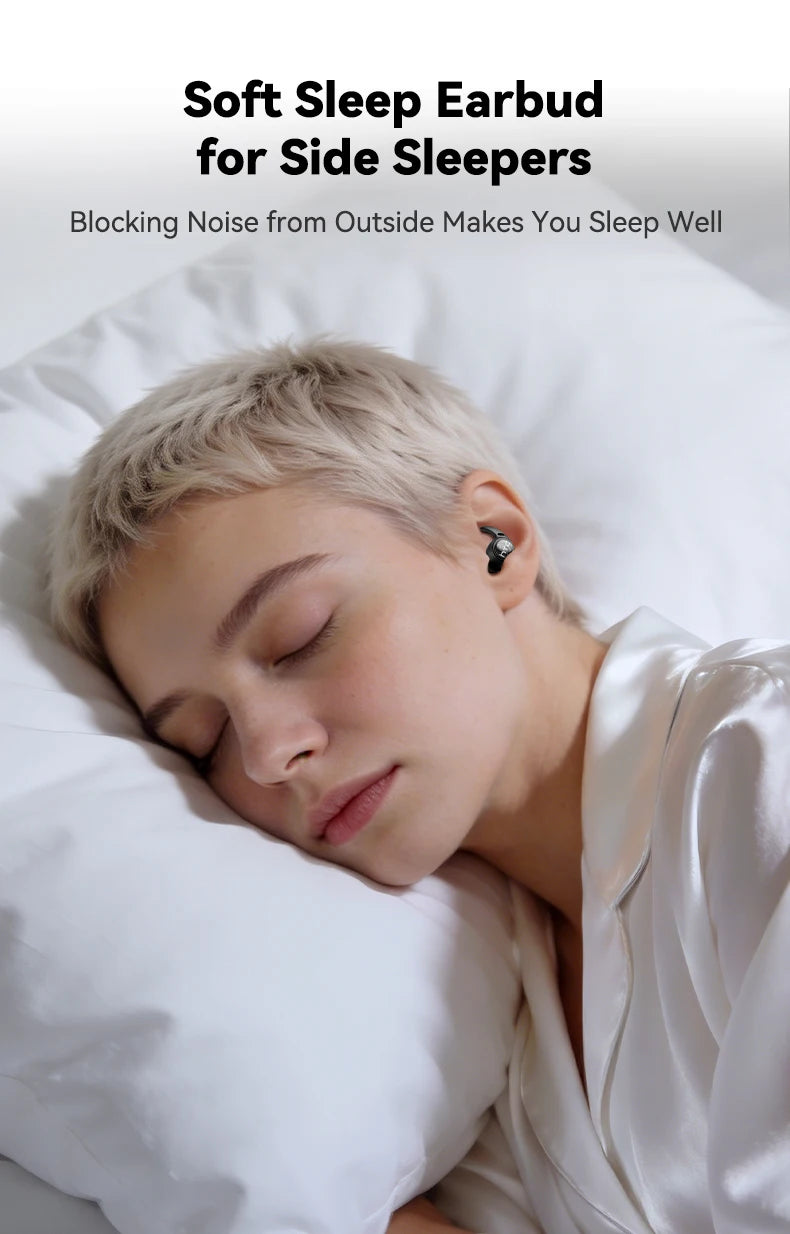 HTC NE76 Bluetooth Earphones, AI Translator Earbuds Mini Invisible Sleep Earbuds Soft Wireless Headphones Orange