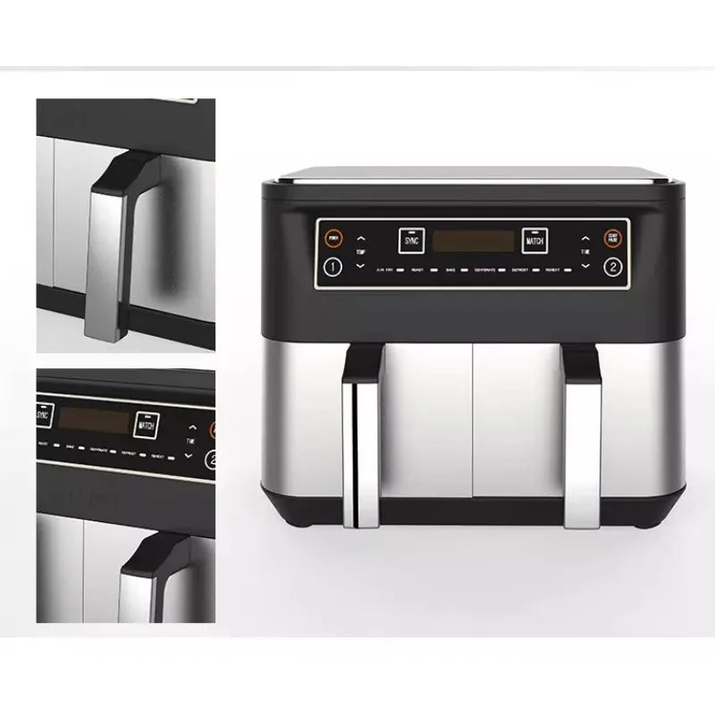 Intelligent Stainless Steel Digital Touch Display Double Basket Air Fryer