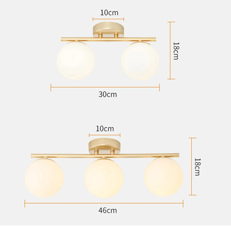 Modern LED White Ball Creative Golden Corridor Lamp Glass Ceiling Light Entrance Cloakroom Balcony Bedroom Dining Room Lighting