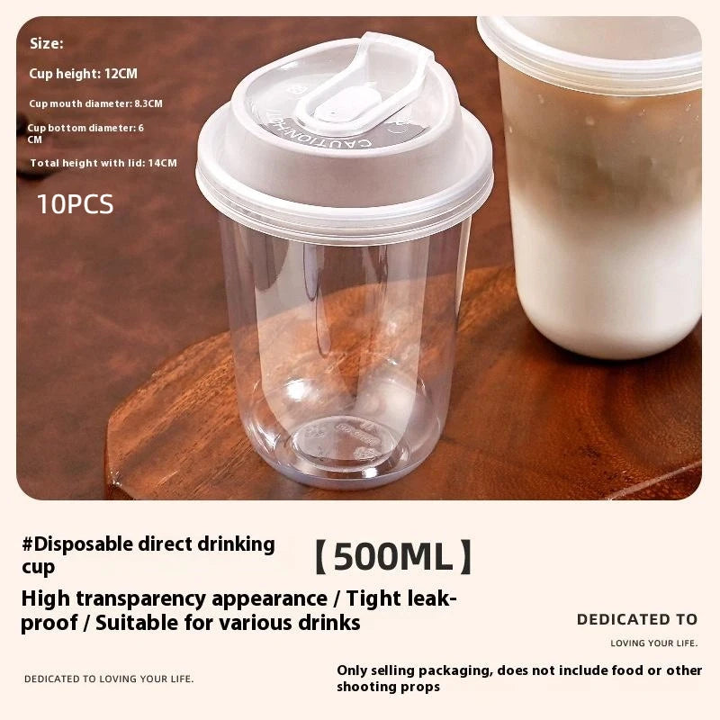 10pcs Transparent Coffee Cups With Lids U-shaped Disposable Cups For Hot Drink Milk Tea Takeaway Beverage Cups B.H