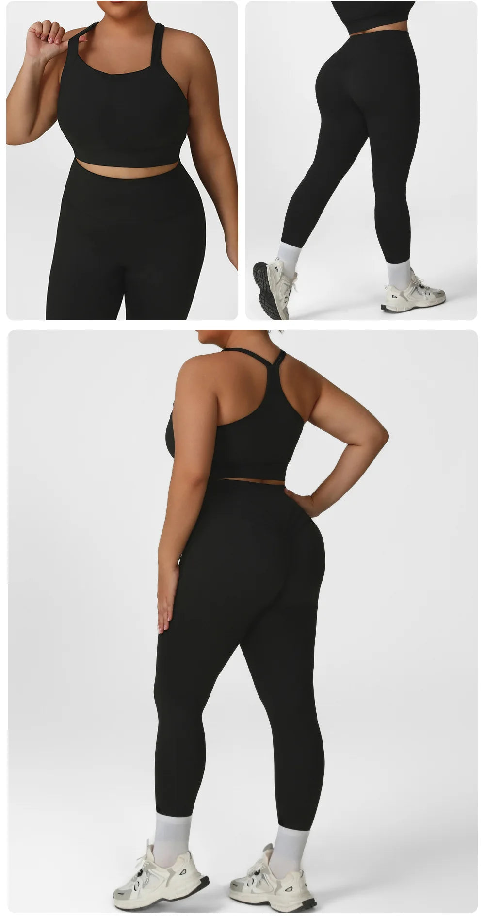 Plus Size Women Yoga 2 Piece Set Y Back Sports Bra High Waist Scrunch Butt Leggings Gym Set Fitness Workout Activewear Outfit