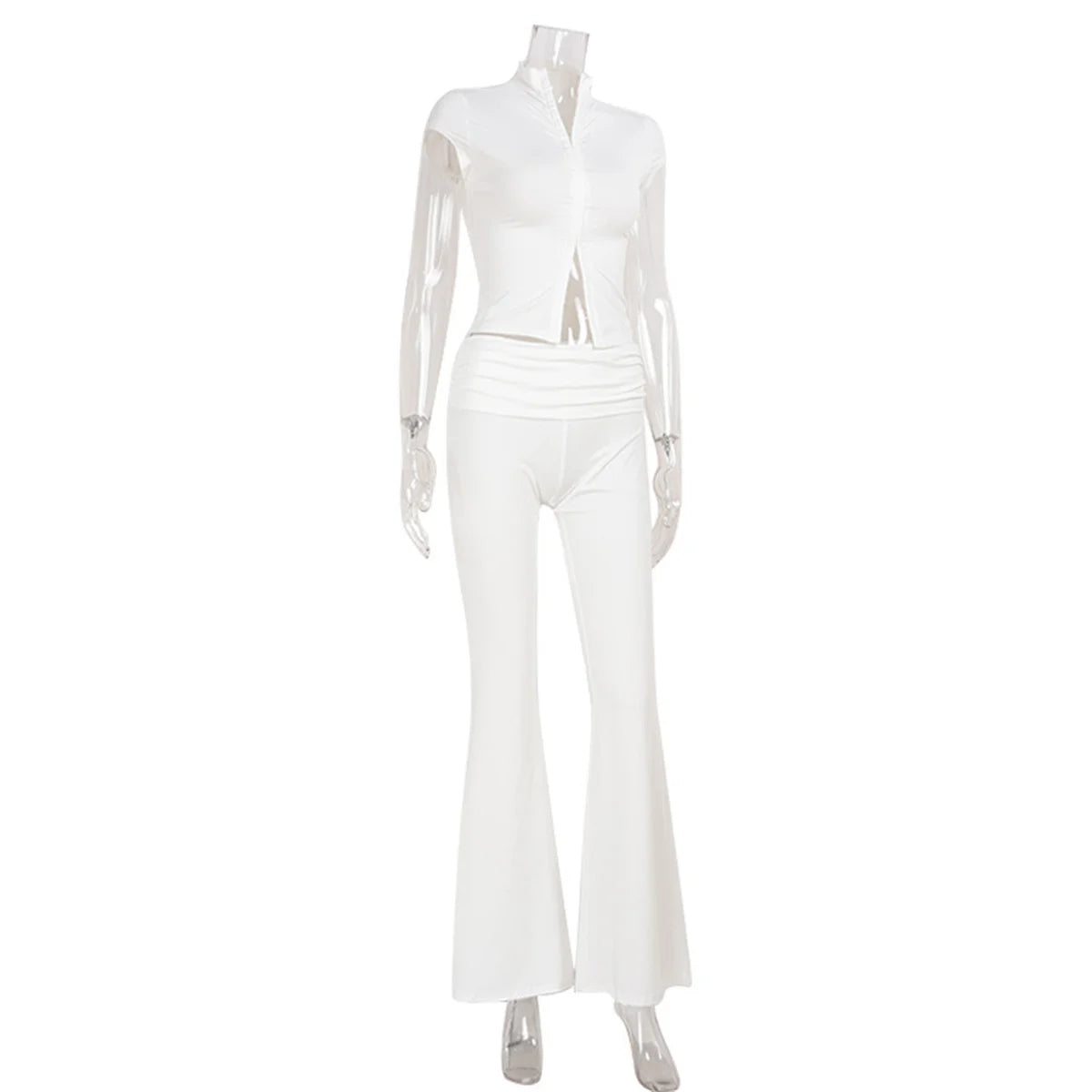 Women Fashion Sexy Short Sleeves Suit Casual Sheath Hollow Out 2 Pieces (Tops+Long Pant) Matching Sets Female Street Tracksuit