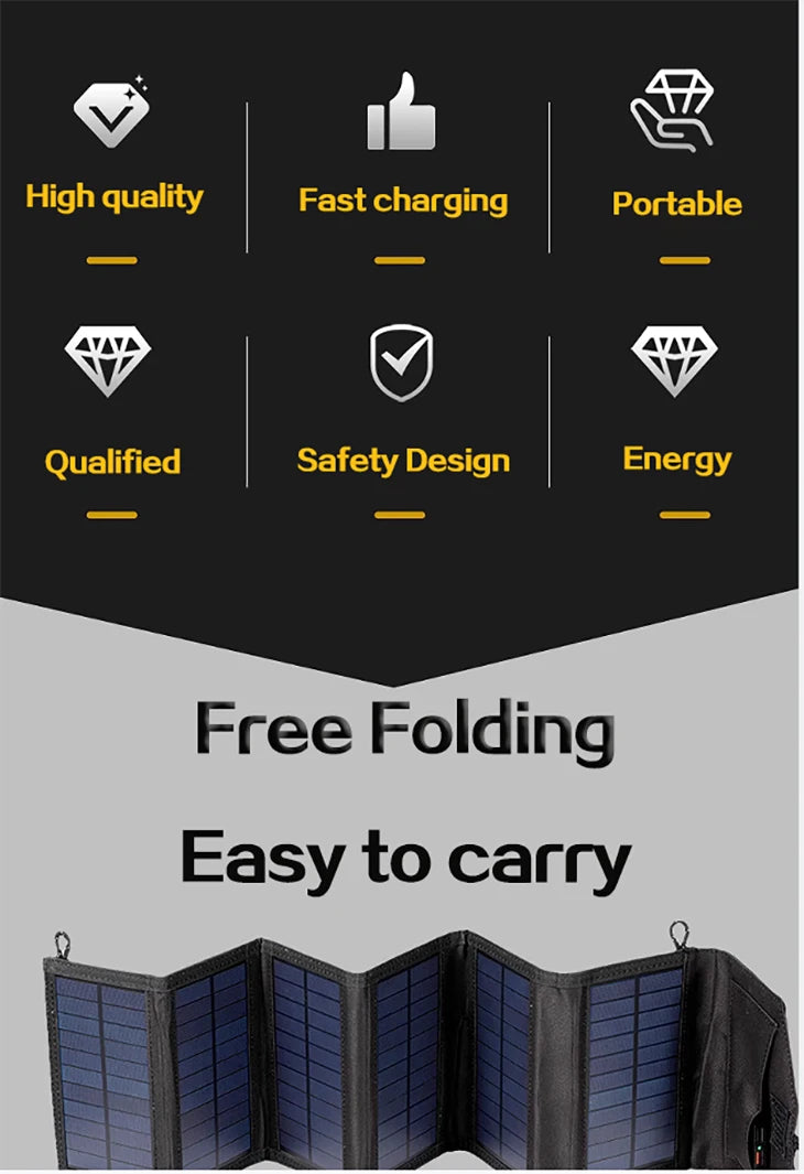 6-Fold 800W Foldable Solar Panel 20W/H Portable Solar Panels Charger USB 5V DC Full Time Power Solar Panel Mobile Power Supply