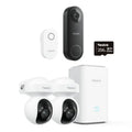 Home Hub for outdoor use with wired E1 Plus WiFi doorbell, white metal housing, 5MP camera, 24/7 offline recording via local st