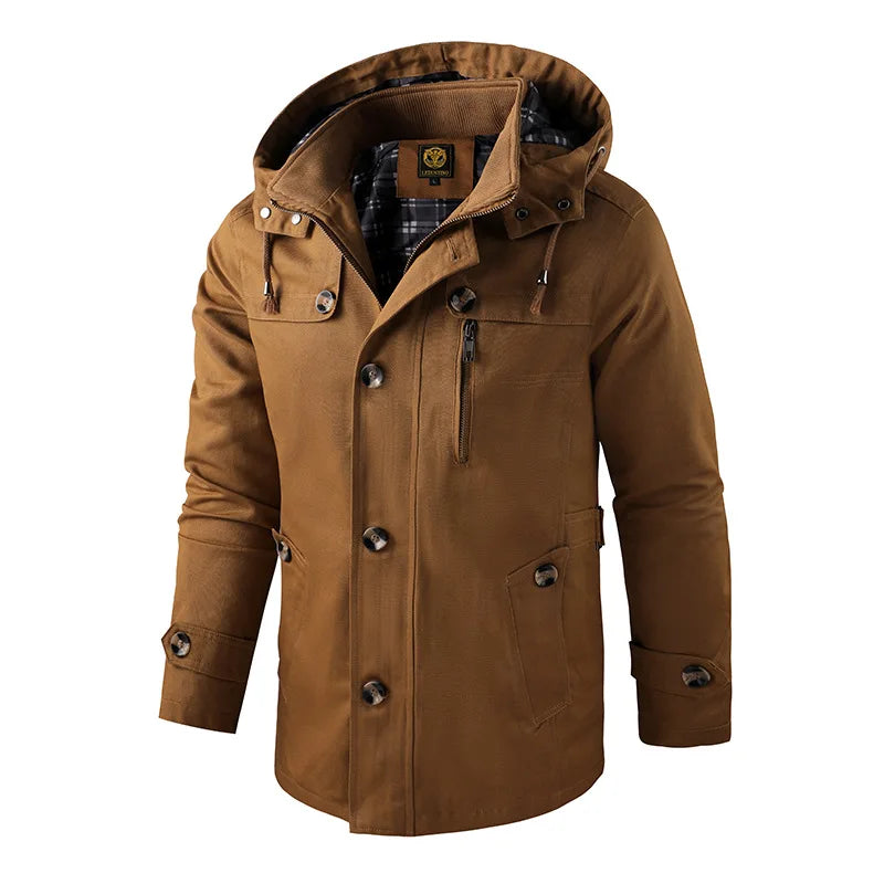 New Spring Autumn Men Long Jackets Hooded Casual Trench Coats High Quality Male Cotton Business Casual Trench Jackets Size 5XL