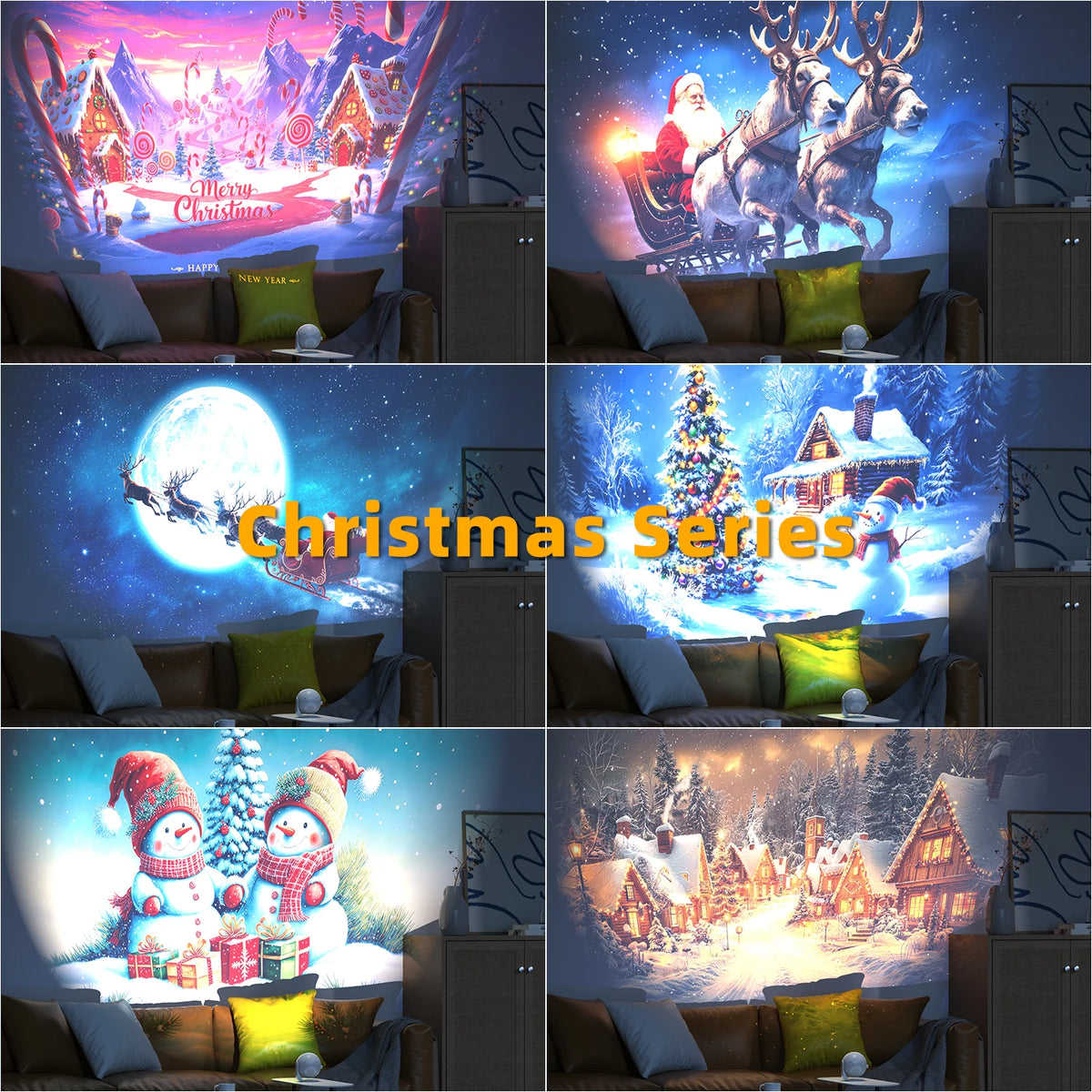 Christmas Galaxy Projector Film Disc Set 6Pcs HD Projection Slides Replacement Discs for Star Projector Galaxy Projector Exclude