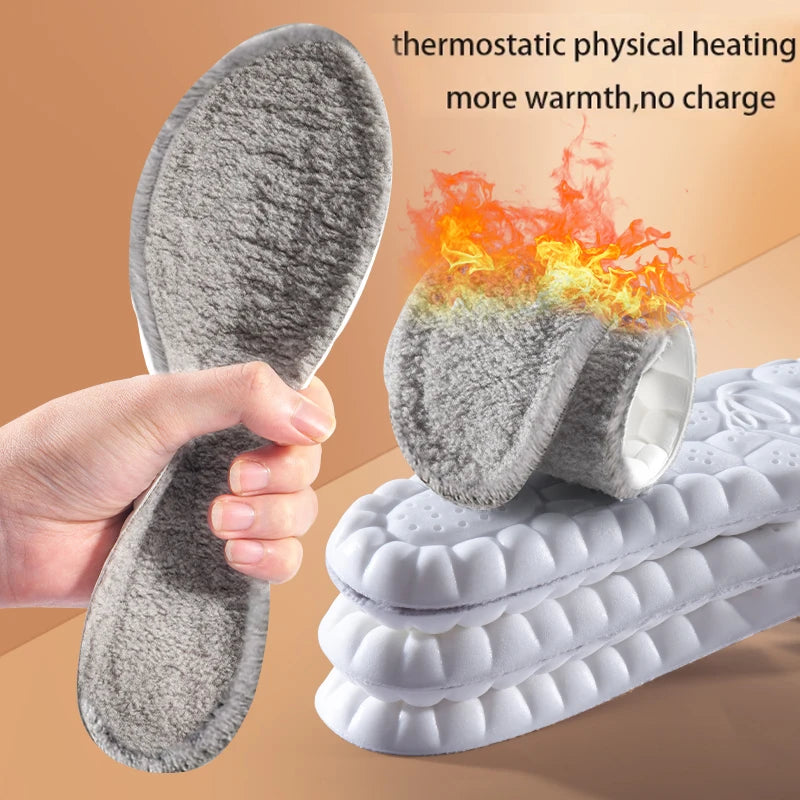 1Pairs Self Heating Insoles Thermostatic Thermal Insole Genuine Cashmere Massage Arch Support Shoe Pad Heated Pads Winter Women