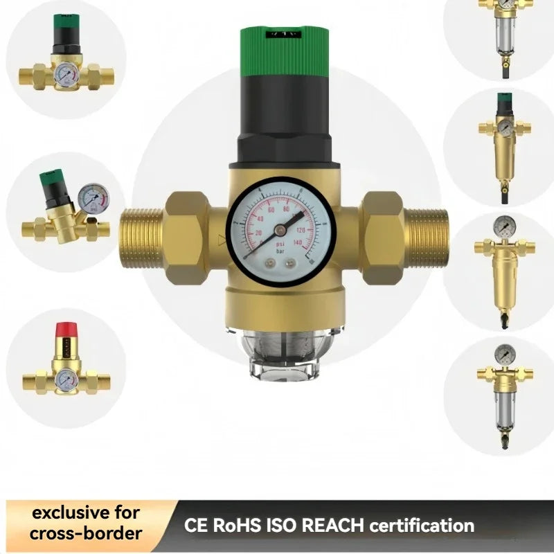 2026　DN15 Pressure Reducing Valve Brass Double Union Pipe Factory Water Pressure Reducing Pressure Stabilizing