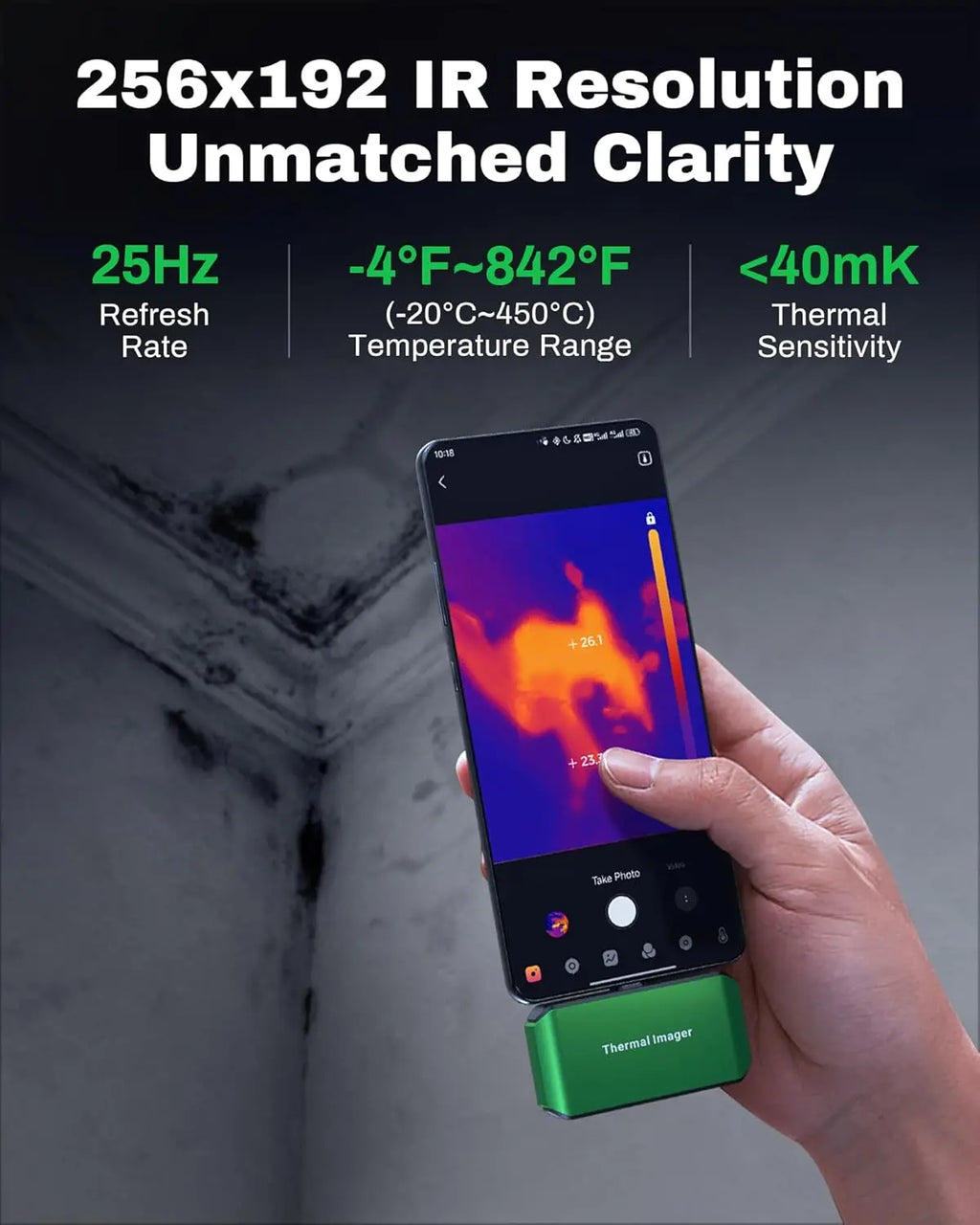 AMPBANK M256 256x192 IR High Resolution Thermal Imaging Infrared Camera 4 USB-typeC with 3D Analysis Works for Android