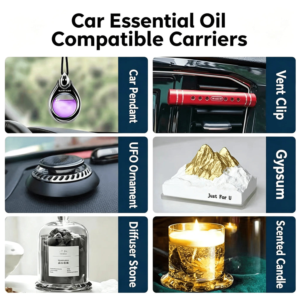 Car Air Freshener Essential Oil Refill Auto Perfume Diffuser Fragrance Dropper Bottle Long Lasting Scent Lemon Cologne Osmanthus