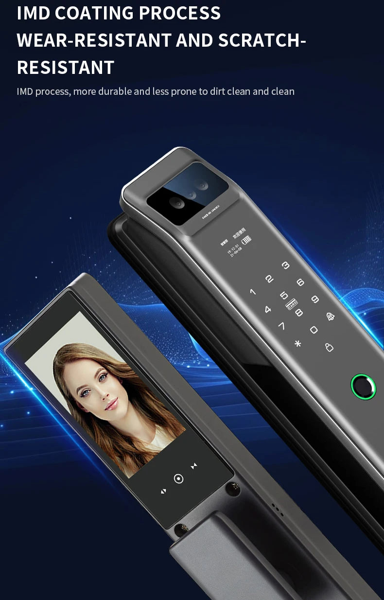 Tuya WiFi High Quality Aluminum Smart Lock Fingerprint Face Recognition Full-Automatic Door Lock With Memory Card For Steel Door