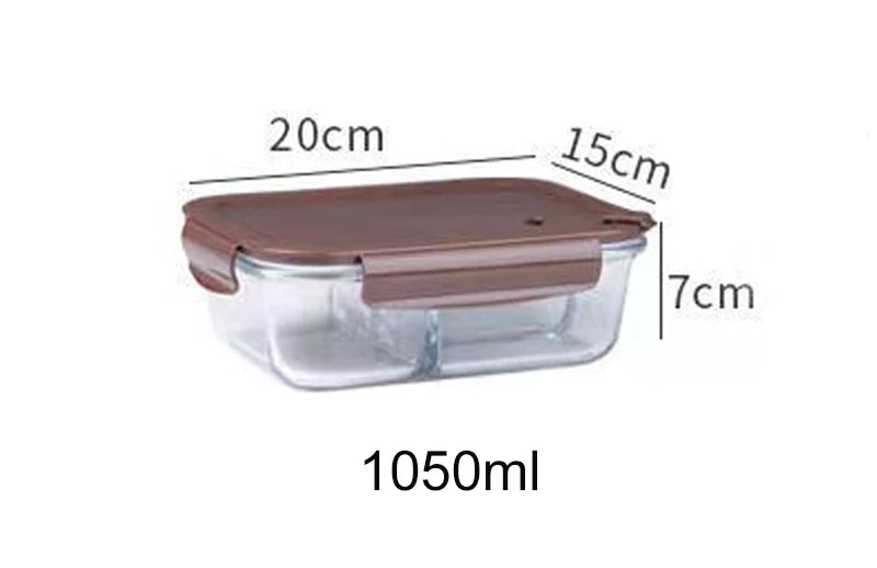 High quality Lunch Box Glass 1050ml Food Storage Box Microwave Bento Box school food containers compartment