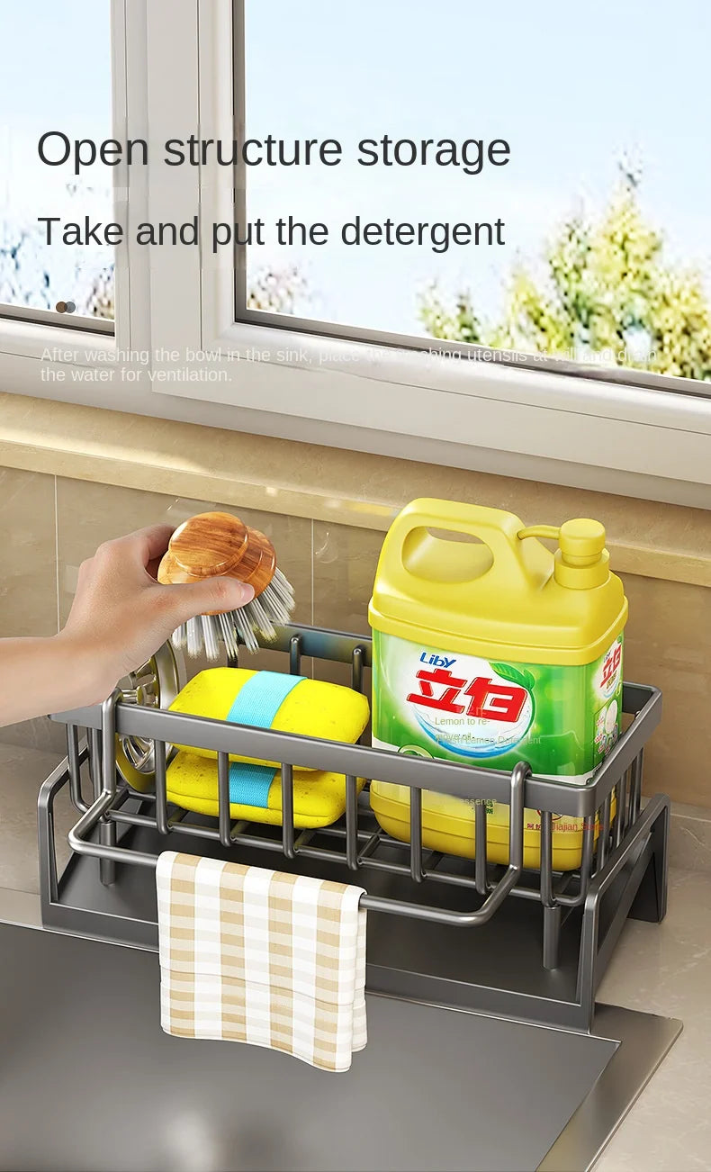 Kitchen Sink Drain Rack Organizer Plastic Self-draining Sink Shelf Soap Sponge Holder Dishcloth Towel Rack Filter Basket