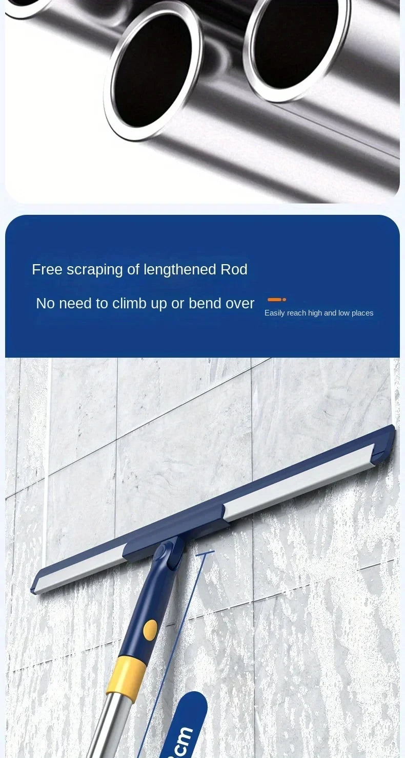 Portable Retractable Scraper Mop for Deep Cleaning Without Leaving Marks Replaceable Rubber Strips for Bathroom Kitchen Etc