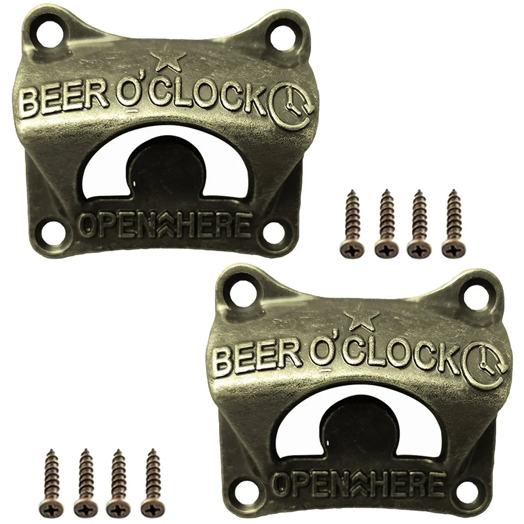 1pc Beer O' Clock Bottle Opener Wall Mounted Retro Beer Opener Tool for BBQ DIY Crafting Solid Beer Opener Tools Kitchen Gadgets