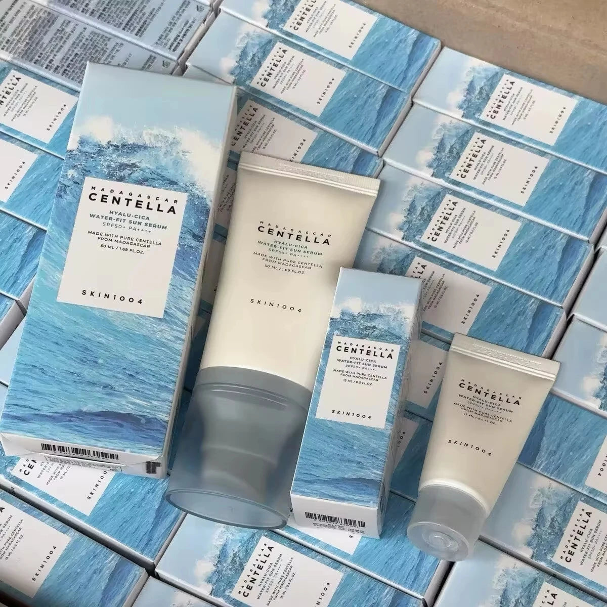 SKIN1004 Centella Hyalu Cica Water Fit Sun Serum SPF50 PA++++ 50ml Serum Like Texture Non Greasy Dewy Finish Korean Skincare