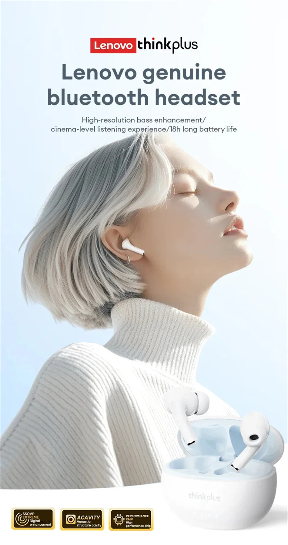 Lenovo LP5 Pro Wireless Bluetooth 5.4 Earphones TWS HiFi Sound Headphones Earbuds Gaming Sports Headset Touch Control With Mic