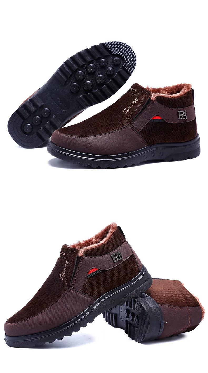Winter Men Boots Waterproof Snow Boots Warm Fur Casual Men Shoes Antislip Ankel Boots Plush Cotton Shoes 2024