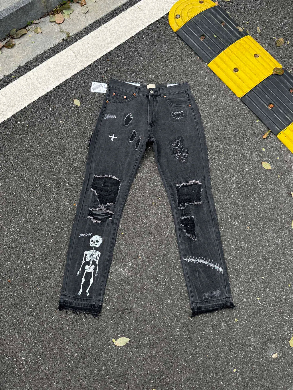 2025 Top Quality GPT Retro Distressed Soiled Ink-splashed Flared Jeans Men Casual Staight Washed Jeans Denim Pants Trousers