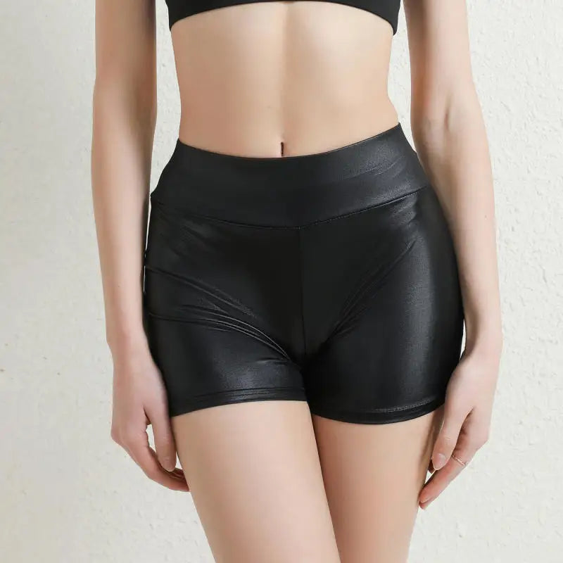 2026 Sexy Womens Shorts Shiny Elastic High Waist Shiny Faux PU Leather Short Pants Slim Hot Dance Clubwear Mini Shorts