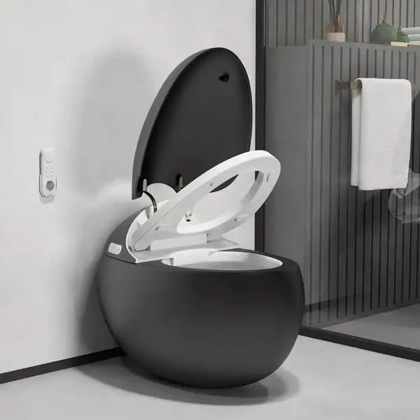 Automatic Matt Grey Color Cute Design Egg Shape 1.28GPF Smart Toilet With Remote Control