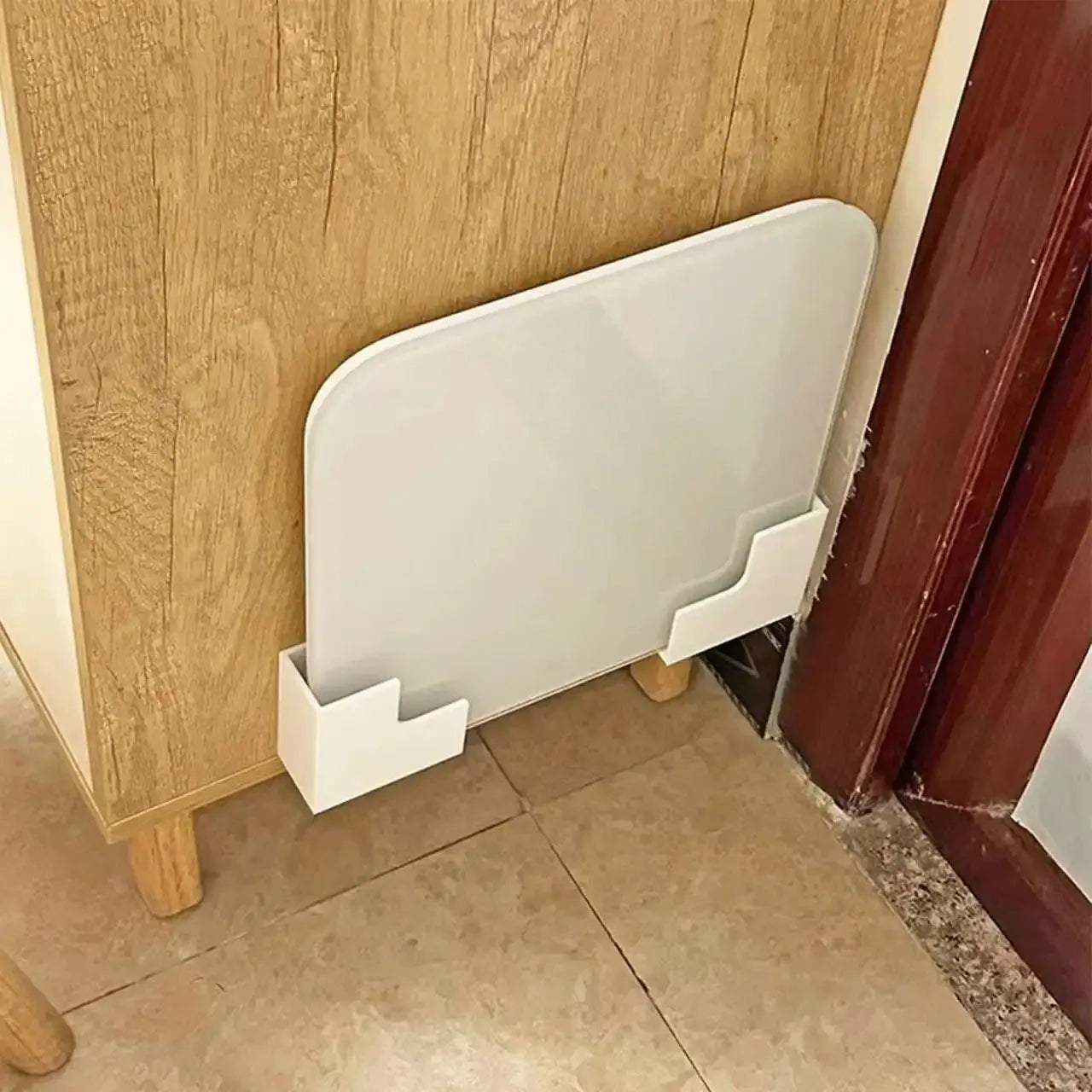 2pcs Scale Storage Holder,Black & White Weight Scale Stand,Space-Saving Bathroom Organizer, Self-Adhesive Scale Support for Home