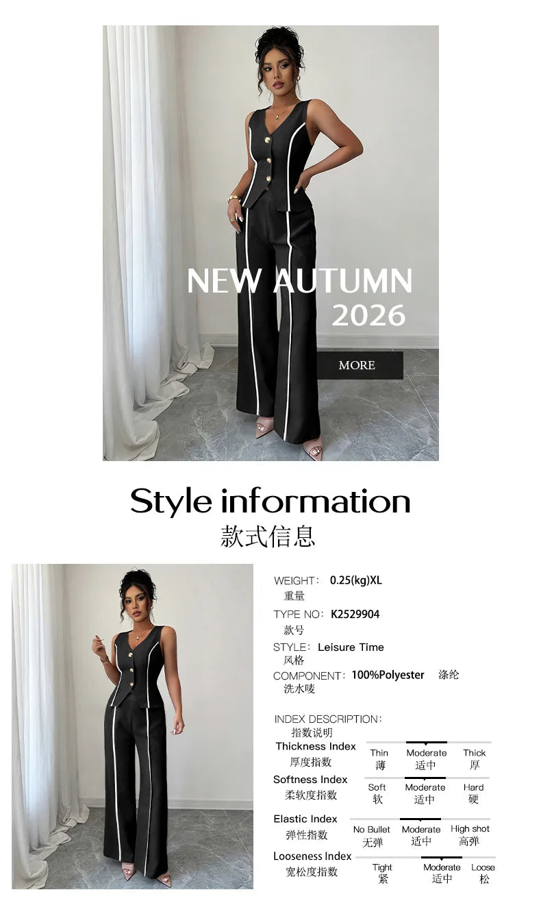 Elegant V-neck High-waisted Color-block Sleeveless Women's Suit For Spring/summer 2026 Dress Elegant Lace Maxi Beach