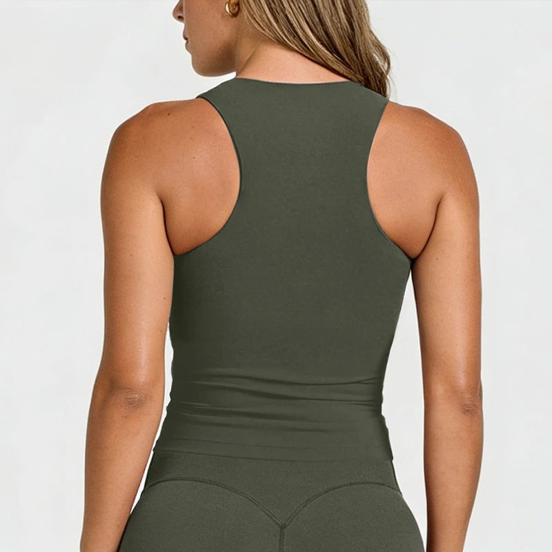 Women Racerback I Back Sports Tank Top Slim Quick Dry Moisture Wicking Yoga Gym Running Fitness Outerwear Top