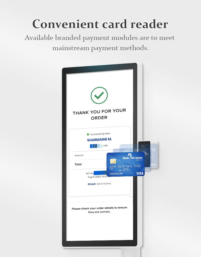 Modular Touch Screen Self-Order System with Printer Support for POS Machine Restaurant Payment Kiosk