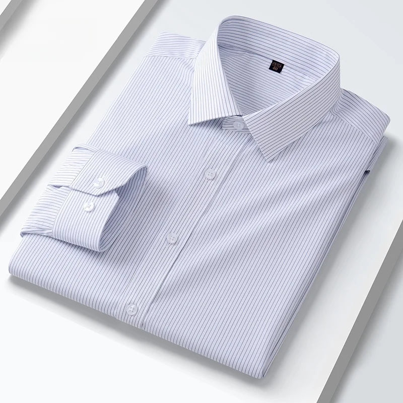 Quality Anti-Wrinkle Men Shirt Long Sleeves Dress Shirts For Men Slim Fit Camisa Social Business Blouse White Office Shirt S-5XL