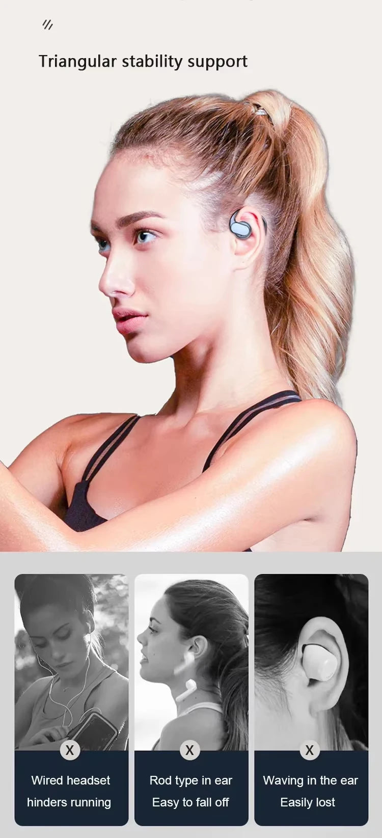 Bluetooth Wireless Earphones, Bone Conduction Noise Cancelling Waterproof Headphones, with Mic HD Call Headset,Bluetooth 5.3
