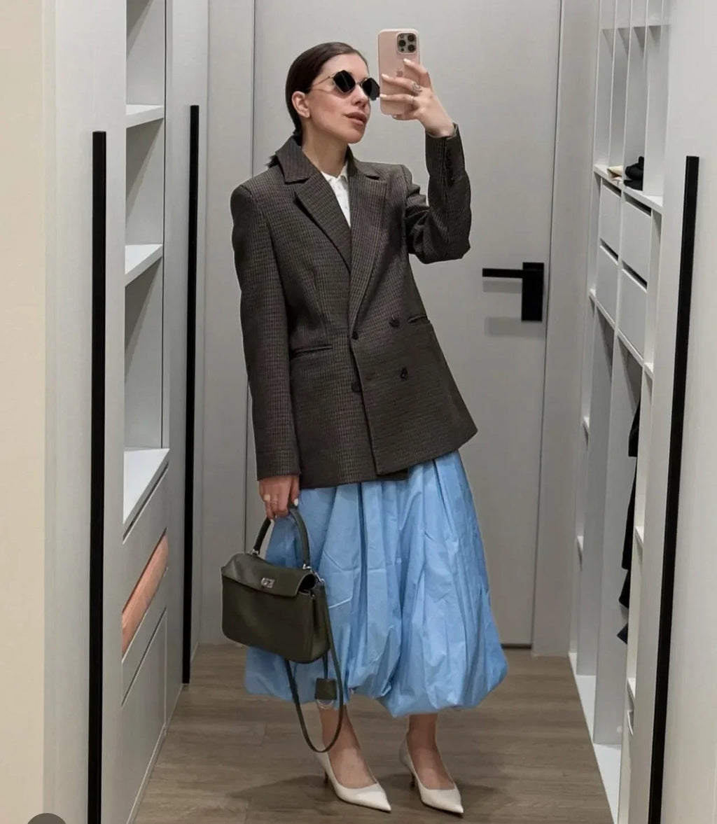 Tuularose Loose Solid Leg-Length Pants For Women Pleated High Waist 2025 Summer Female Fashion Office Lady Casual Bloomer Pants