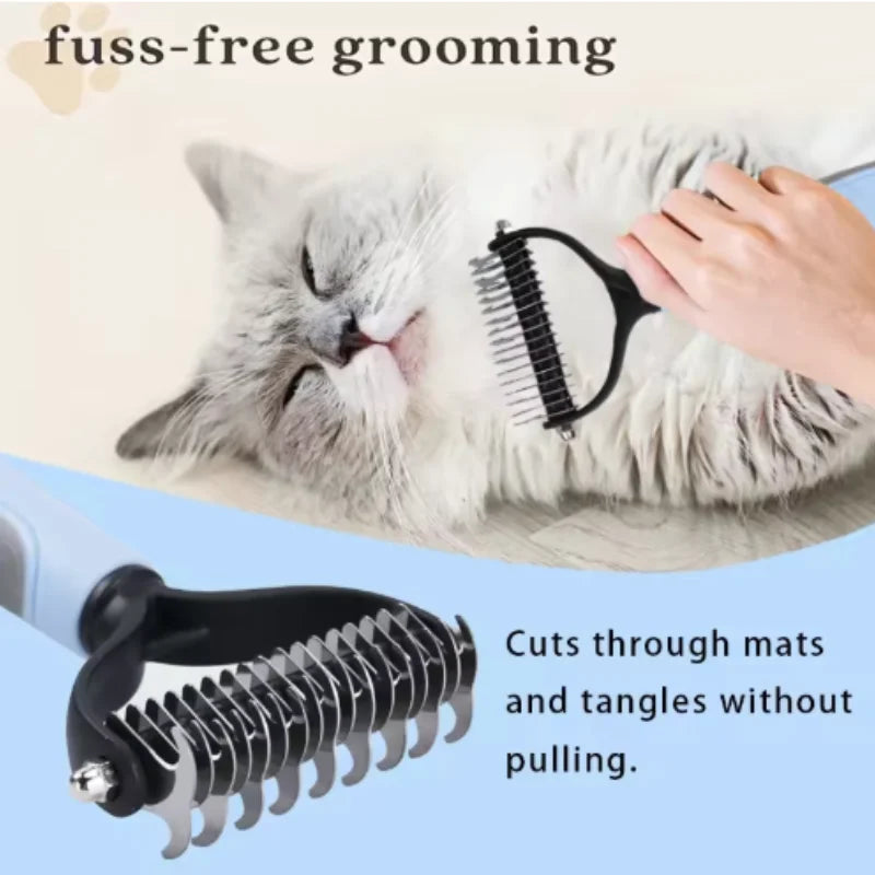 Stainless Steel Double Sided Pet Deshedding Brush Dog Grooming Comb Efficient Shedding Dematting Essential Grooming Tool for Pet