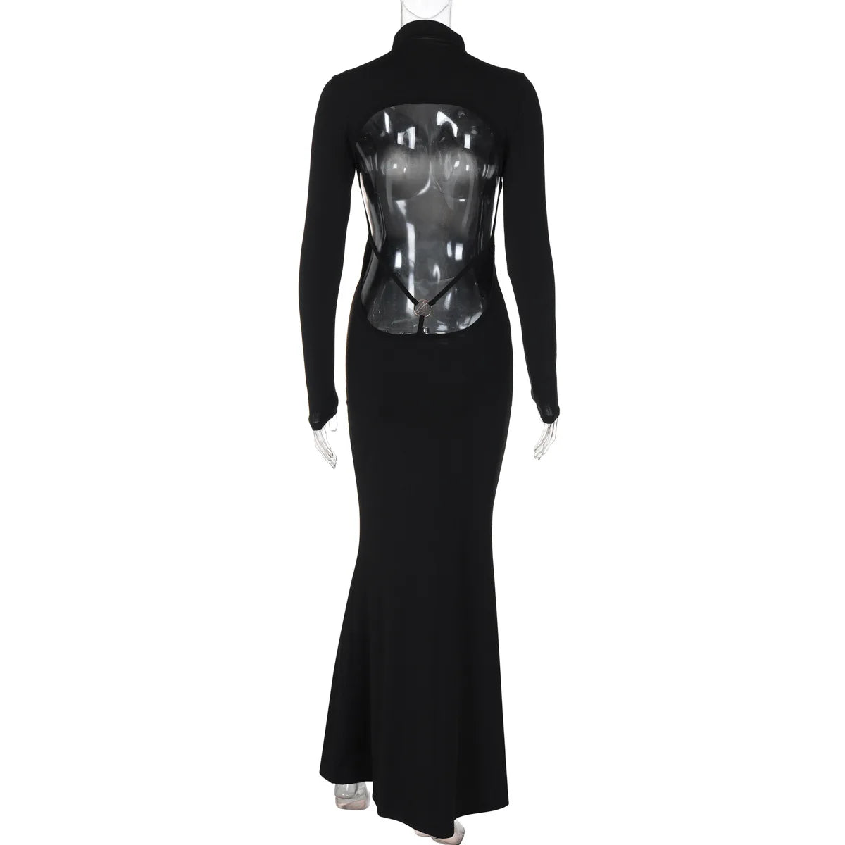 Ladies Autumn Elegant Evening Party Dress Women Long Sleeve Backless Bodycon Maxi Dresses Night Clubwear Streetwear Fall Outfits