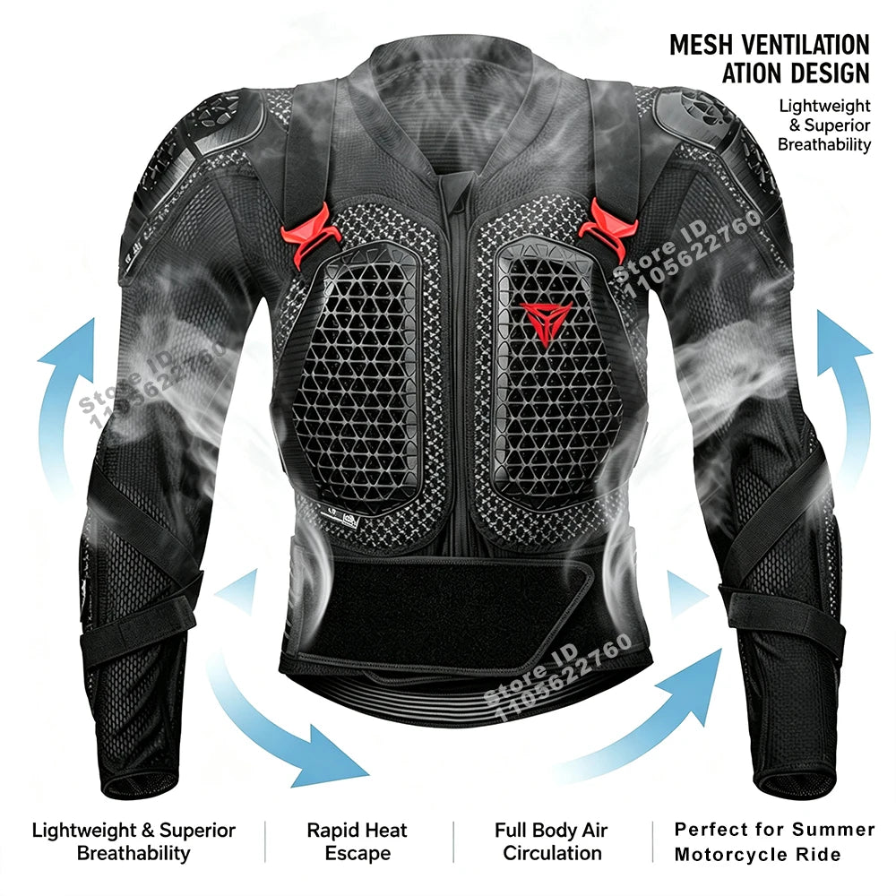 Motorcycle Jacket Body Armor for Motorbike Protection Breathable Abrasion-Resistant Impact Gear Moto Turtle Riding Jacket Pants