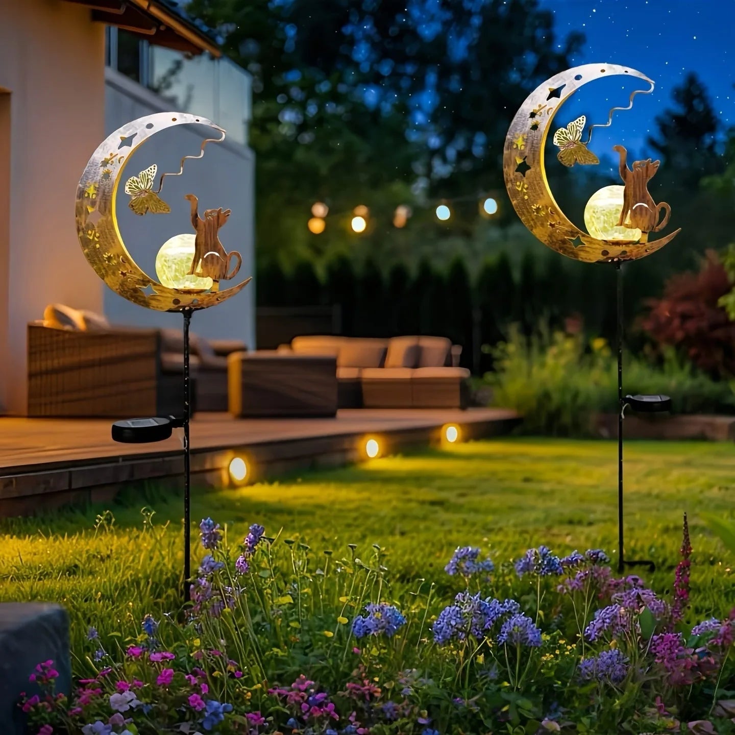 Solar outdoor landscape floor lighting, warm white outdoor ambient lighting, trail terrace garden decoration, camping wedding