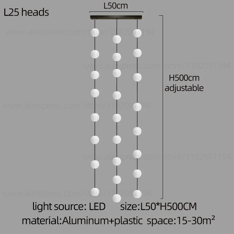 Stairs Modern Chandelier Loft Duplex Living Room Hotel Lobby Long Pendant Nordic Home Decorative Lighting Ball Long Line Pendant