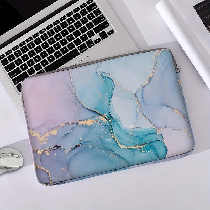 1-piece set, marble print pattern laptop bag, briefcase, suitable for 14 inch laptops, fixed laptop bag