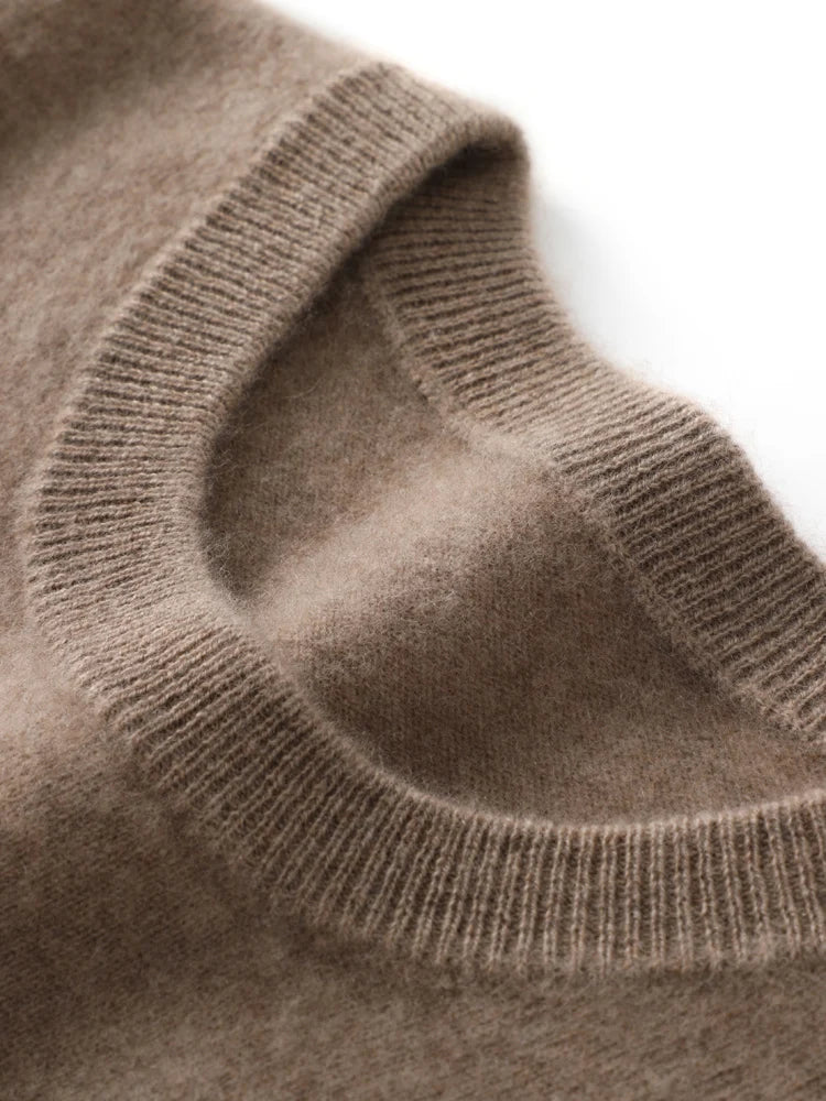 Autumn Winter Men O-neck 100% Merino Wool Pullover Cashmere Sweater Basic Casual Bottom Business Knitwear Soft Warm Clothing